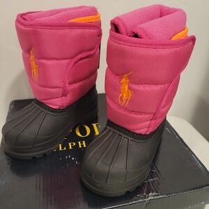 Polo Ralph Lauren Pink/Orange Girls Rain & Snow Boots (Toddler size 5)